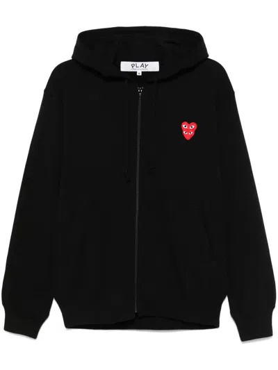 Comme Des Garçons Play Double-heart Patch Sweatshirt Black