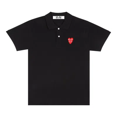Pre-owned Comme Des Garçons Play Double Heart Polo 'black' | Men's Size L