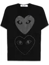Comme Des Garçons Play Double Heart-print T-shirt In Black