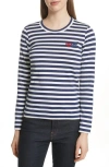 Comme Des Garçons Play Double Heart Stripe Tee