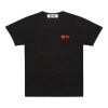 Comme Des Garçons Play Double Heart Patch Short Sleeve T-shirt In Black