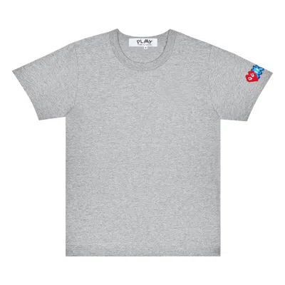Pre-owned Comme Des Garçons Play Double Heart T-shirt 'grey'