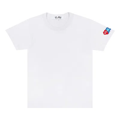 Pre-owned Comme Des Garçons Play Double Heart T-shirt 'white'