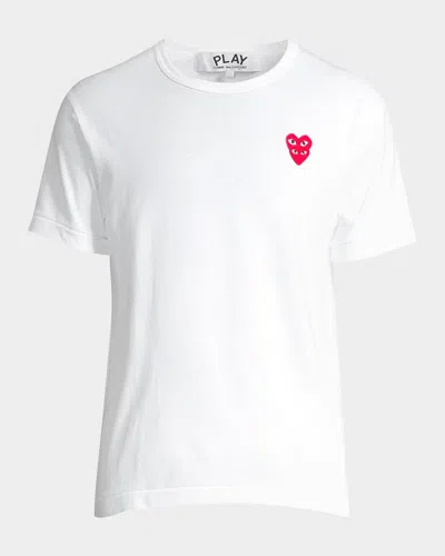 Comme Des Garçons Play Double Heart T-shirt In White