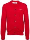 Comme Des Garçons Play Double-heart Wool Cardigan In Red