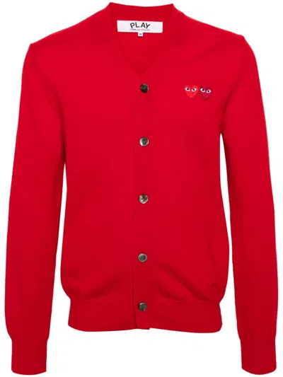 COMME DES GARÇONS PLAY DOUBLE-HEART WOOL CARDIGAN