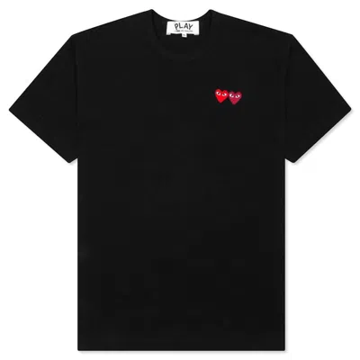 Pre-owned Comme Des Garçons Play Double Hearts T-shirt In Black