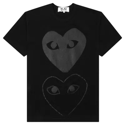 Pre-owned Comme Des Garçons Play Double Hearts T-shirt In Black