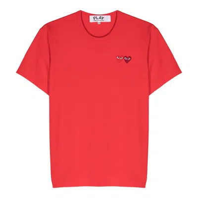 Comme Des Garçons Play Double Hearts T-shirt Unisex In Red