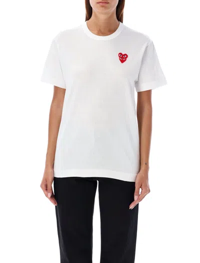 Comme Des Garçons Play Double Patch T-shirt In White