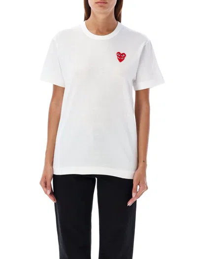 Comme Des Garçons Play Double Patch T-shirt In White