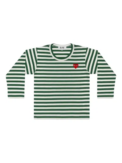 Comme Des Garçons Play Kids' Emblem-appliqué T-shirt In Green