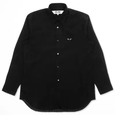 Pre-owned Comme Des Garçons Play Emblem Button Up Shirt In Black
