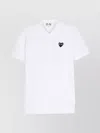 Comme Des Garçons Play Emblem Heart Asymmetric Hem Pique Polo In White