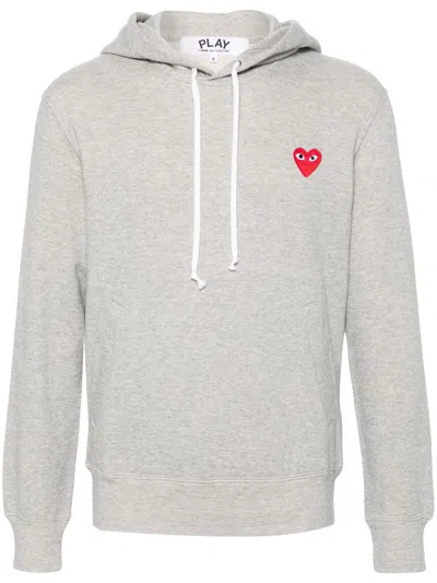 Comme Des Garçons Play Emblem Heart Cotton Hoodie In Gray