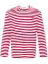 Comme Des Garçons Play Red And White Cotton T-shirt