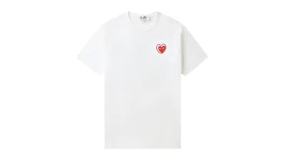 Pre-owned Comme Des Garçons Play Emblem Metalstone Heart Tee Shirt In White/red