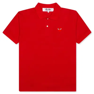 Pre-owned Comme Des Garçons Play Emblem Polo Shirt In Red