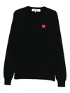 Comme Des Garçons Play Emblem Rhinestone-heart Sweater In Black