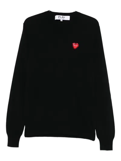 COMME DES GARÇONS PLAY EMBLEM RHINESTONE-HEART SWEATER