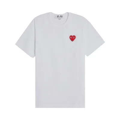 Pre-owned Comme Des Garçons Play Emblem Rhinestone Heart T-shirt 'white/red' | Men's Size M