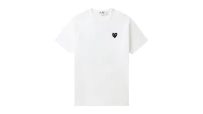 Pre-owned Comme Des Garçons Play Emblem Rhinestone Heart Tee Shirt In White/black