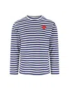 Comme Des Garçons Play Emblem Striped T-shirt With Rhinestones In Multi