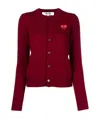 Comme Des Garçons Play Embroidered Heart Cardigan In Red