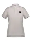 Comme Des Garçons Play Embroidered-heart Cotton Polo In White