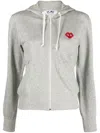 Comme Des Garçons Play Embroidered Heart Zipped Hoodie In Grey