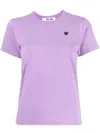 Comme Des Garçons Play Embroidered-logo Cotton T-shirt In Purple