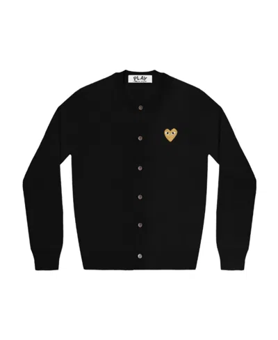 Comme Des Garçons Play Embroidered Logo Patch Cardigan In Black
