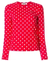 Comme Des Garçons Play Embroidered Logo Patch Wave Spot T-shirt In Red