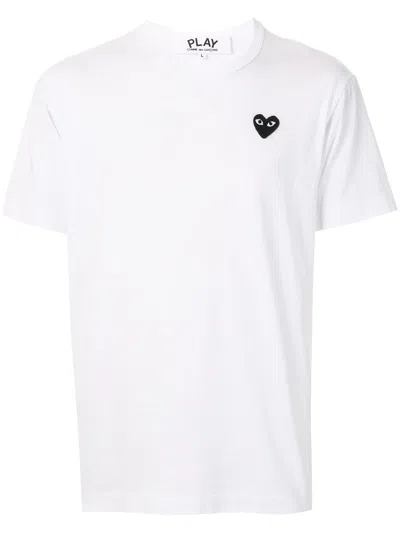 Comme Des Garçons Play Embroidered Logo T-shirt In White