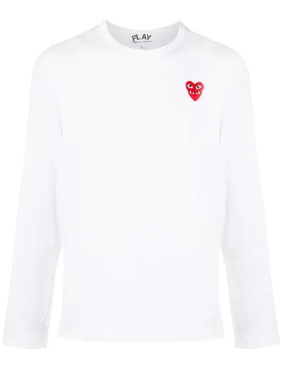 Comme Des Garçons Play Embroidered Logo T-shirt In White