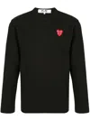 Comme Des Garçons Play Overlapping Heart Long Sleeve T-shirt In Black