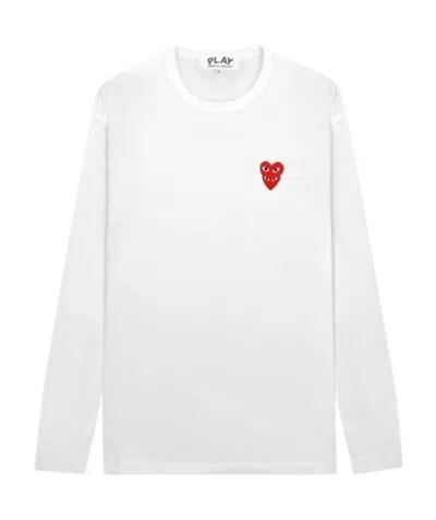 Comme Des Garçons Play Embroidered Logo T-shirt In White