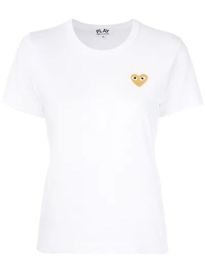 COMME DES GARÇONS PLAY EMBROIED LOGO T-SHIRT WOMAN WHITE IN COTTON