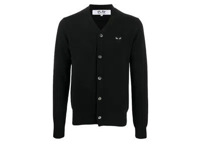 Pre-owned Comme Des Garçons Play Fine Knit Wool Cardigan In Black