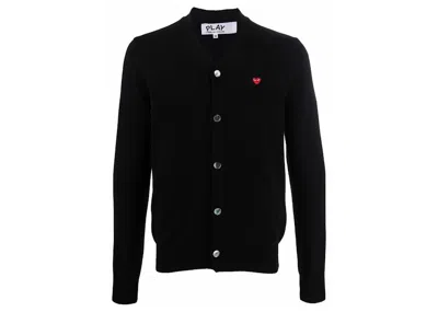 Pre-owned Comme Des Garçons Play Fine Knit Wool Cardigan In Black/red