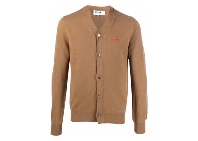 Pre-owned Comme Des Garçons Play Fine Knit Wool Cardigan In Brown/red