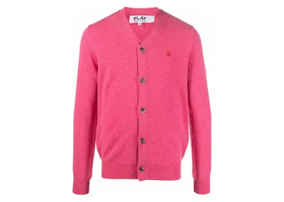 Pre-owned Comme Des Garçons Play Fine Knit Wool Cardigan In Pink/red