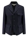 Comme Des Garçons Play Flap-pocket Wool Blazer In Blue