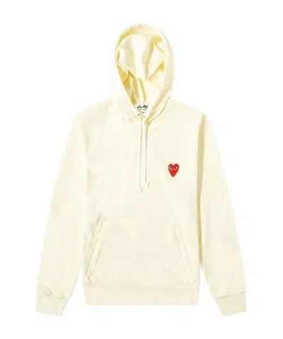 Comme Des Garçons Play Front Logo Hoodie In White