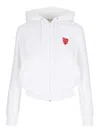 Comme Des Garçons Play Logo Embroidered Zipper Hooded Jacket In White
