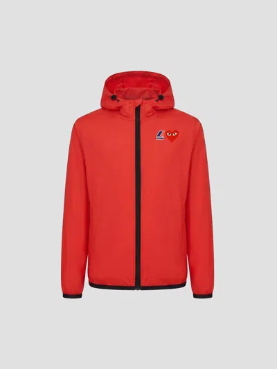 Comme Des Garçons Play Full-zip Jacket In Red