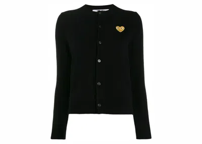 Pre-owned Comme Des Garçons Play Gold Heart Cardigan In Black