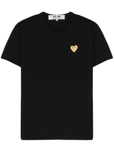 Comme Des Garçons Play Gold Heart Cotton T-shirt Clothing In Black