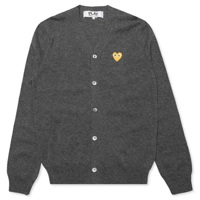 Pre-owned Comme Des Garçons Play Gold Heart Knit Cardigan Sweater In Grey