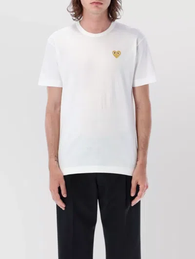 Comme Des Garçons Play Gold Heart T-shirt Crew Neck In White